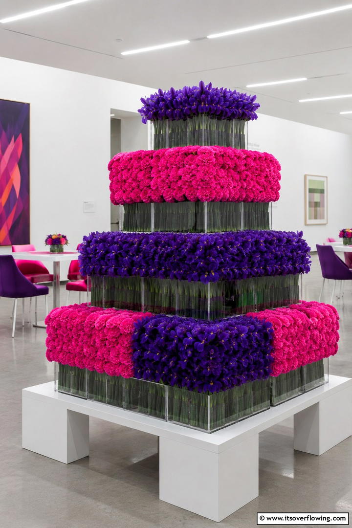 Bold Color Block Display - 30 Tall Wedding Centerpiece Ideas for Elegant Table Displays