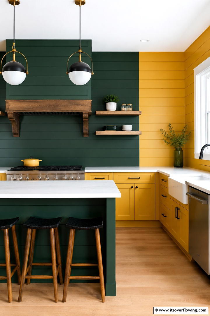 Bold Color Block Shiplap - 30 Shiplap Backsplash Ideas to Elevate Kitchen Design