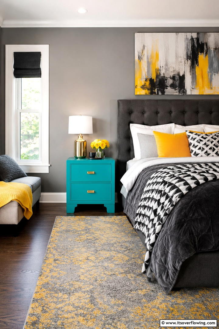 Bold Color Pop - 30 Innovative Nightstand Ideas for Bedroom Functionality