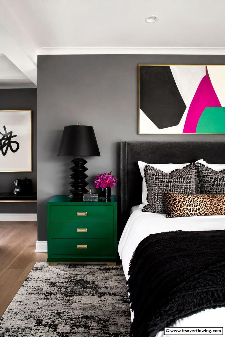 Bold Color Statement Nightstand - 30 Nightstand Decor Ideas to Enhance Your Bedroom Style