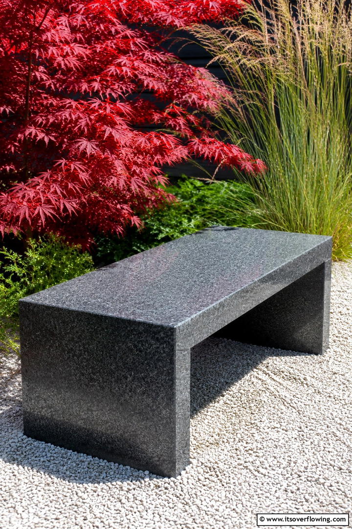 Bold Granite Bench - 30 Stone Garden Ideas for Natural Outdoor Landscaping Designs