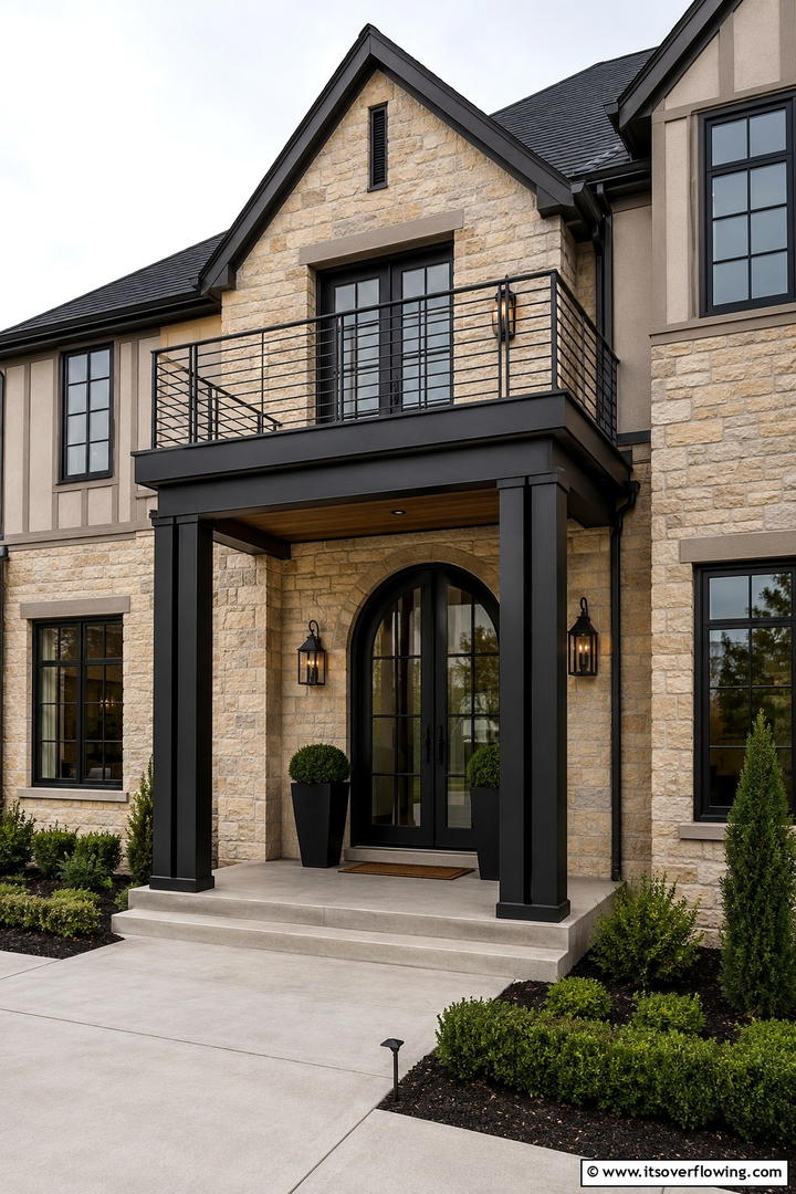 Bold Metal Accents - 30 Modern Tudor Exterior Ideas for Timeless Curb Appeal