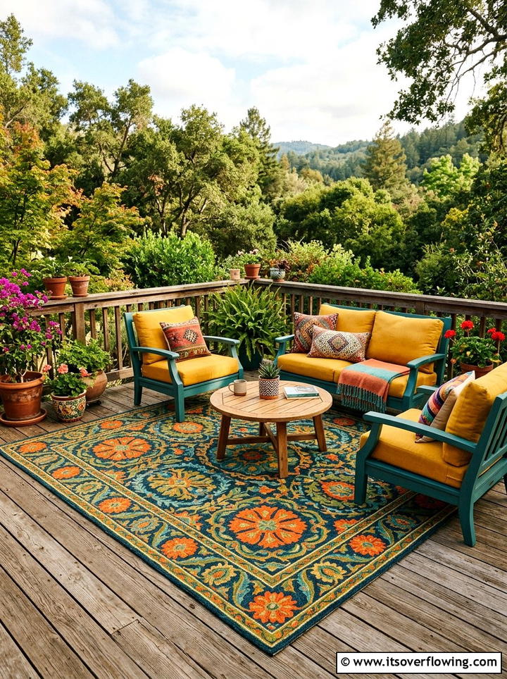 Bold Outdoor Rugs - 25 garden ideas for maximalist style