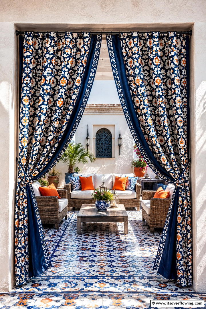 Bold Patterned Drapes - 30 Patio Curtain Ideas to Enhance Outdoor Privacy & Style
