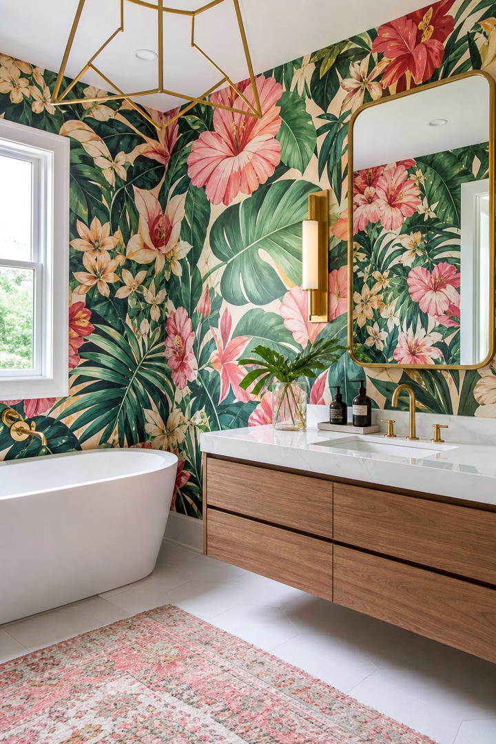 Bold Patterned Wallpaper - 25 Maximalist Bathroom Design Ideas for Bold Spaces