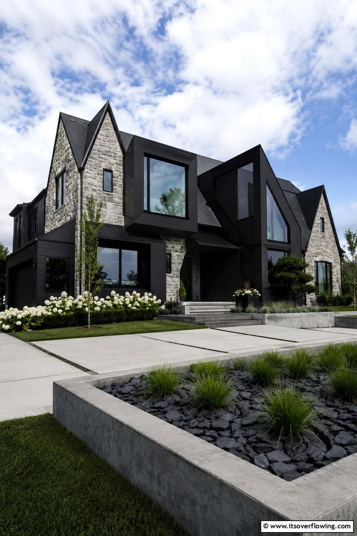 Bold Structural Geometry - 30 Modern Tudor Exterior Ideas for Timeless Curb Appeal