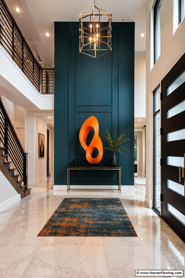 Bold Teal and Orange Foyer Design - 30 Teal & Orange Room Color Schemes for Vibrant Home Decor