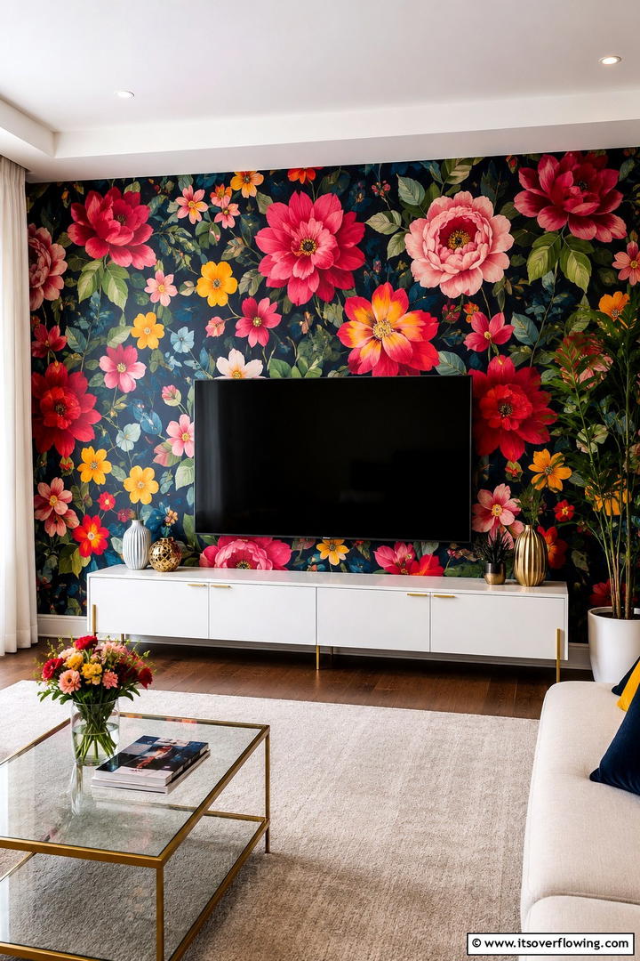 Bold Wallpaper Accents - 25 Eclectic Living Room Ideas for a Unique and Vibrant Space