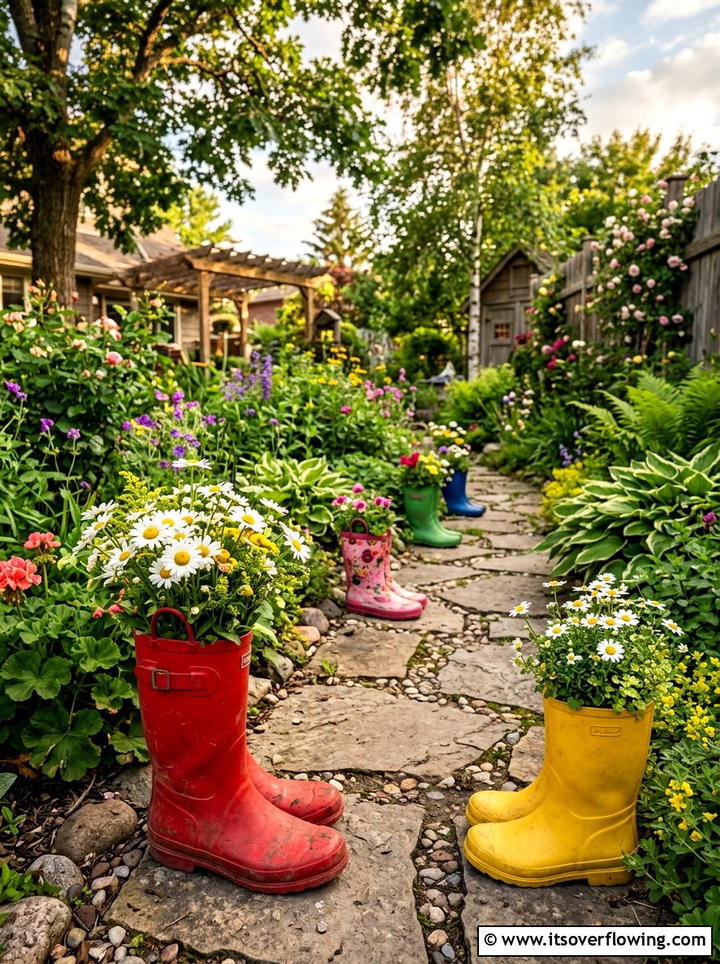 Boot Flower Pot - 25 recycled garden ideas
