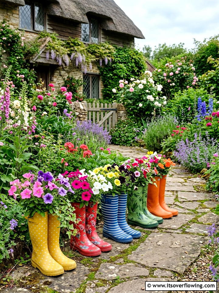 Boot Flower Pots - 25 recycled garden ideas with eco friendly decor