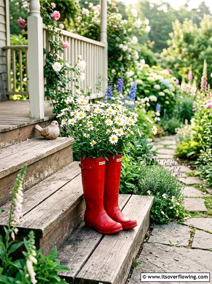 Boot Planter Garden - 25 cheap garden ideas with container gardening