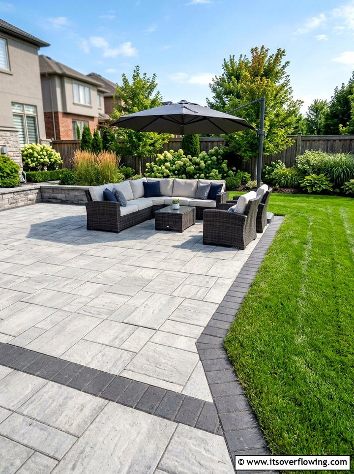 Bordered Paver Patio - 25 backyard ideas with pavers