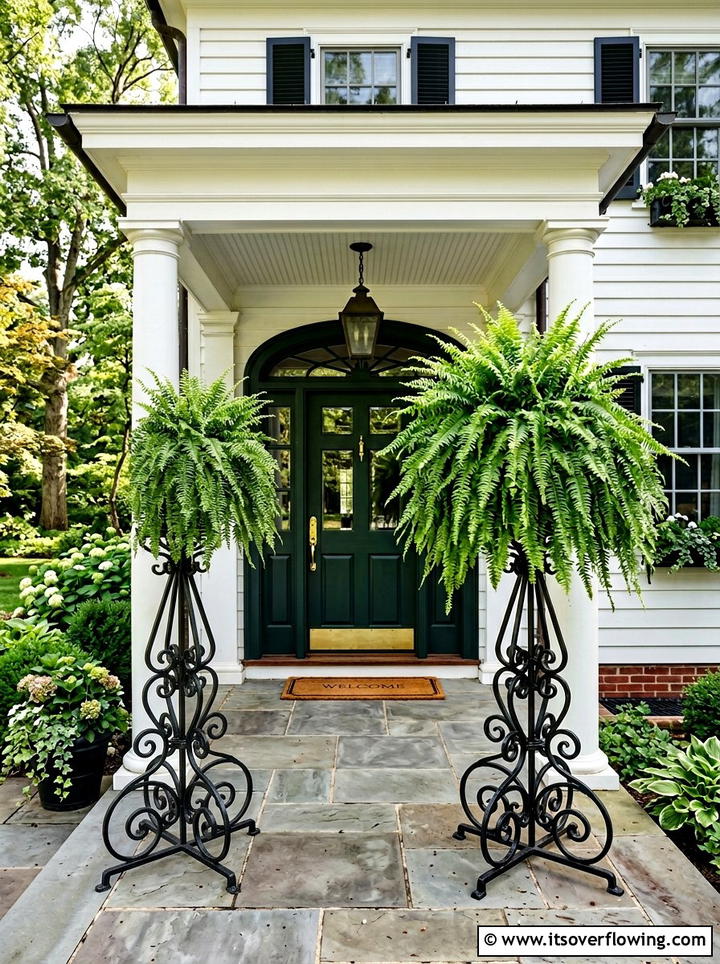 Boston Fern Stand - 25 front porch ideas with real plants