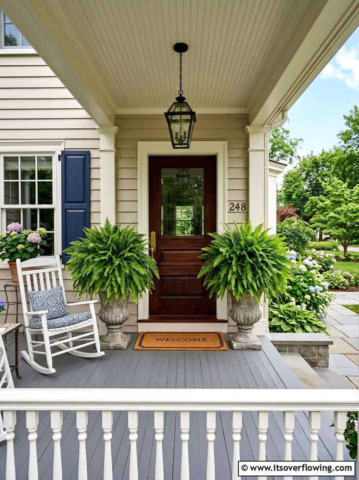 Boston fern porch greenery - 25 front porch ideas with cat safe plants