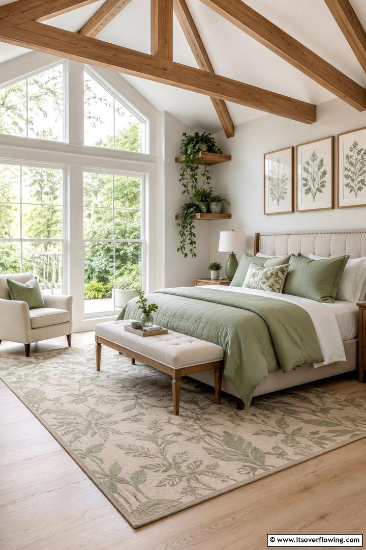 Botanical Touches in Sage Green - 30 Sage Green Bedroom Ideas for Serene Modern Spaces