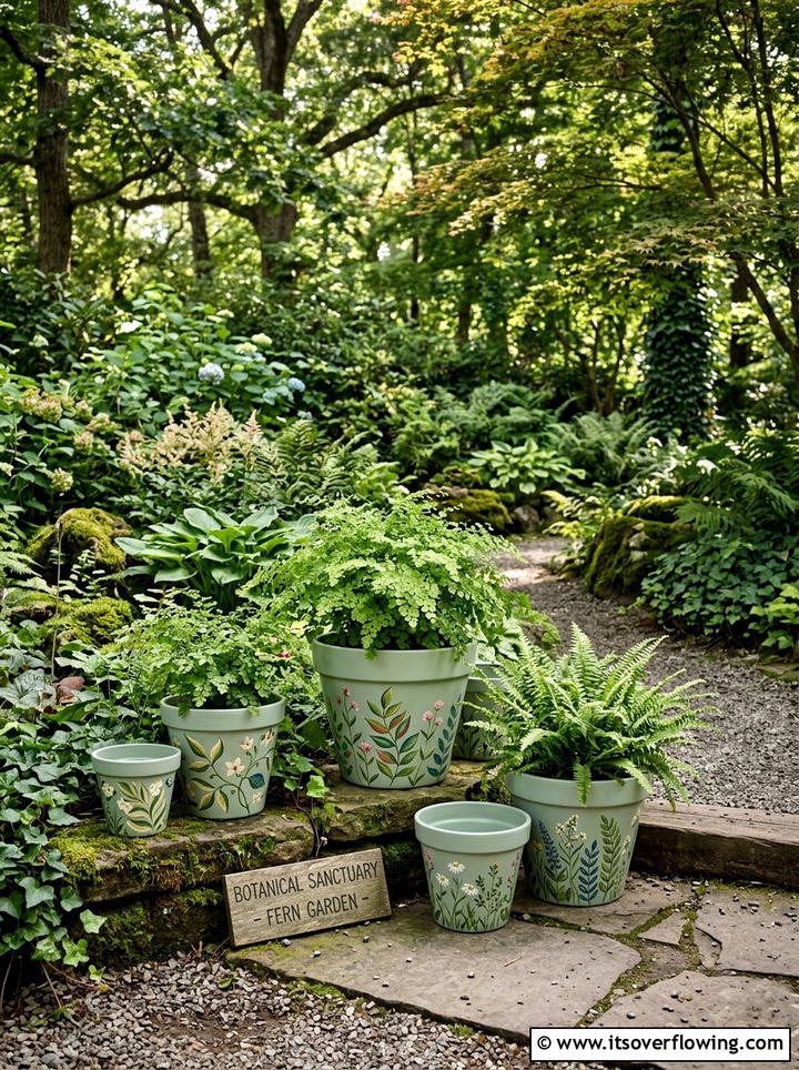 Botanical sanctuary with floral painted pots - 25 creative garden ideas with painted planters