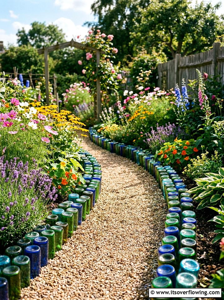 Bottle Garden Border - 25 upcycled garden ideas for tiny yards