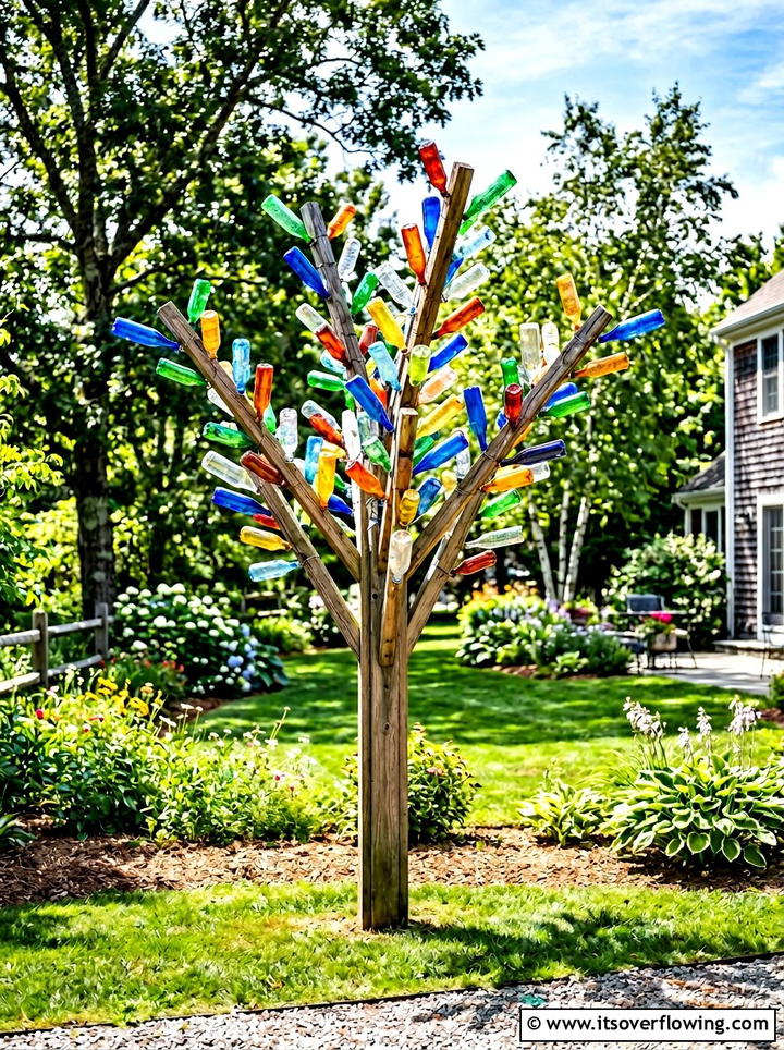 Bottle Tree Sculpture - 25 upcycled garden ideas with plastic bottles