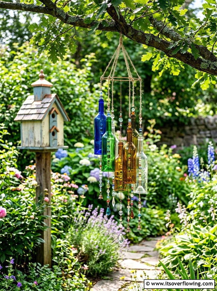 Bottle Wind Chime - 25 recycled garden ideas with glass bottles
