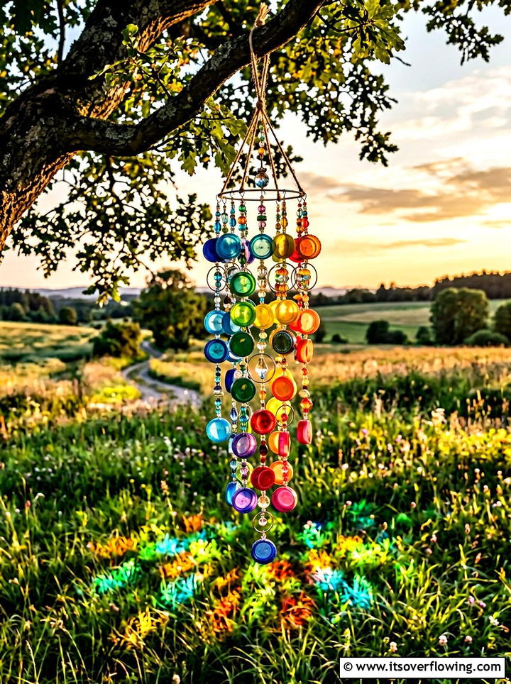 Bottle cap suncatcher - 25 recycled garden ideas with bottle caps