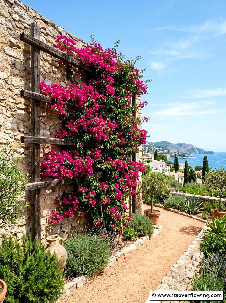 Bougainvillea Vine - 25 backyard ideas with mediterranean style