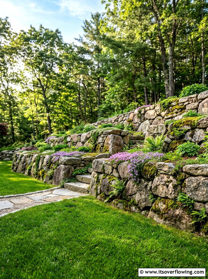Boulder Retaining Wall - 25 backyard ideas with boulder accents