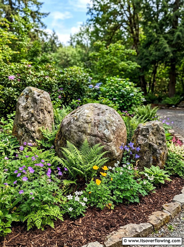 Boulder garden accent - 25 backyard ideas with rocks