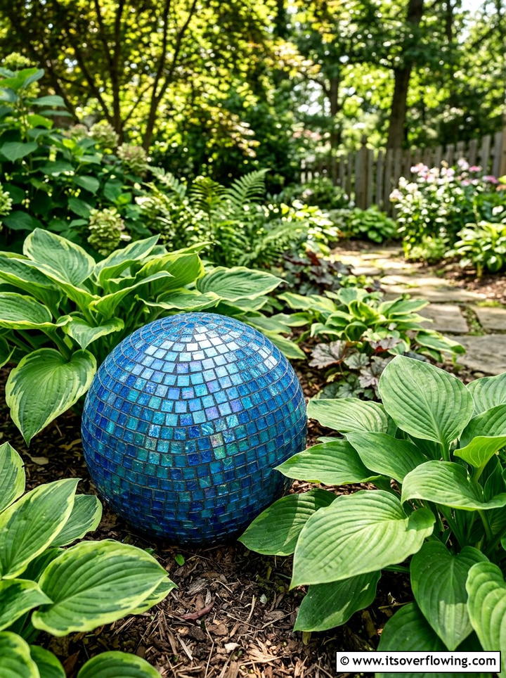 Bowling ball garden mosaic - 25 reusing old things ideas for garden art