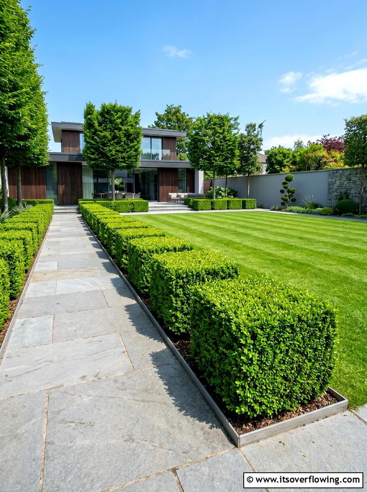 Boxwood Hedge Border - 25 garden decor ideas with minimalist accents
