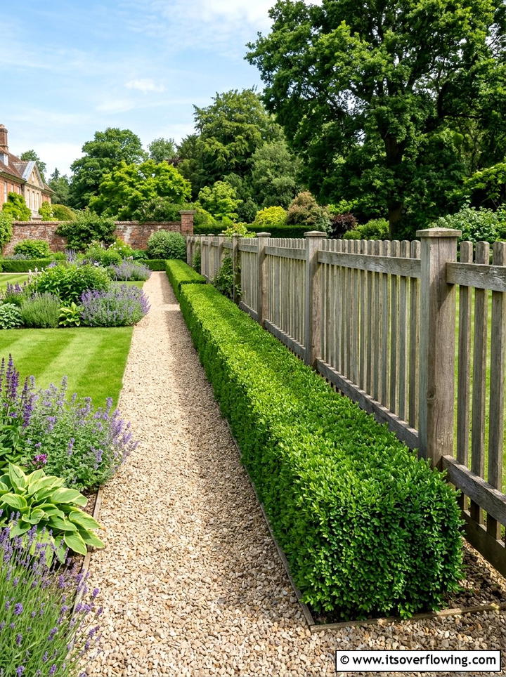 Boxwood Hedge Border - 25 garden design ideas for fence lines