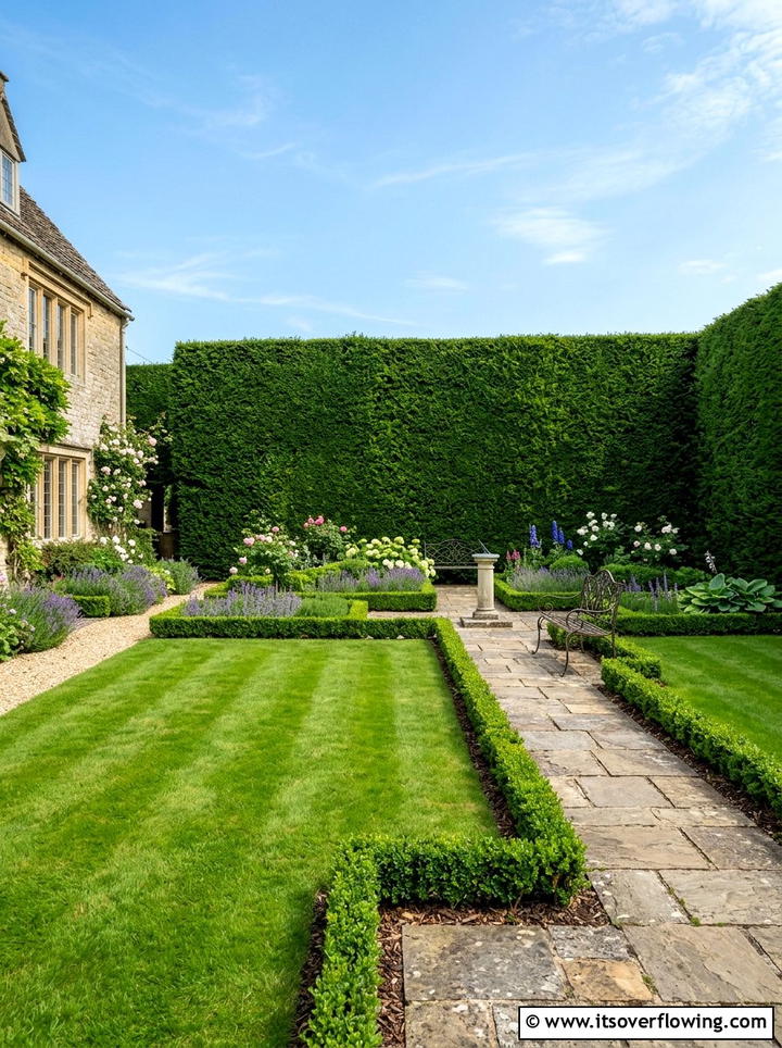 Boxwood Hedge Border - 25 backyard ideas for privacy