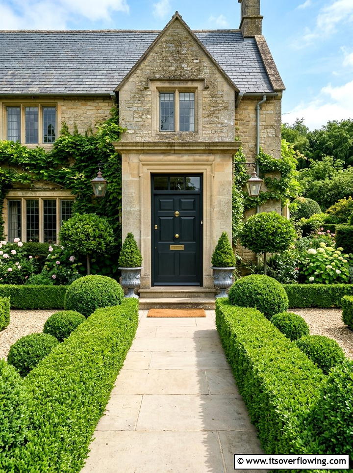Boxwood Hedge Front Entry - 25 small garden ideas for front yard