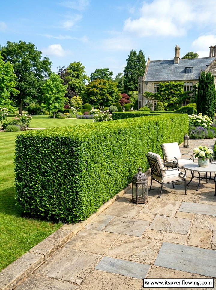 Boxwood Hedge Wall - 25 garden ideas for privacy
