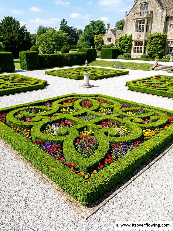 Boxwood Knot Garden - 25 garden ideas for farmhouse homes