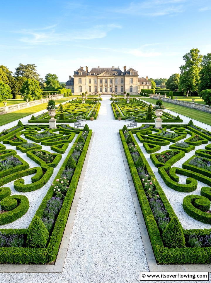 Boxwood Parterre Path - 25 garden design ideas with pathways