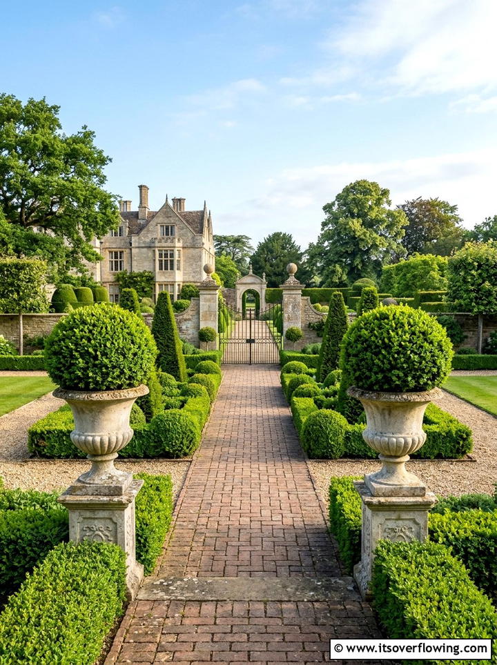 Boxwood Topiary Garden - 25 backyard decorating ideas with potted trees