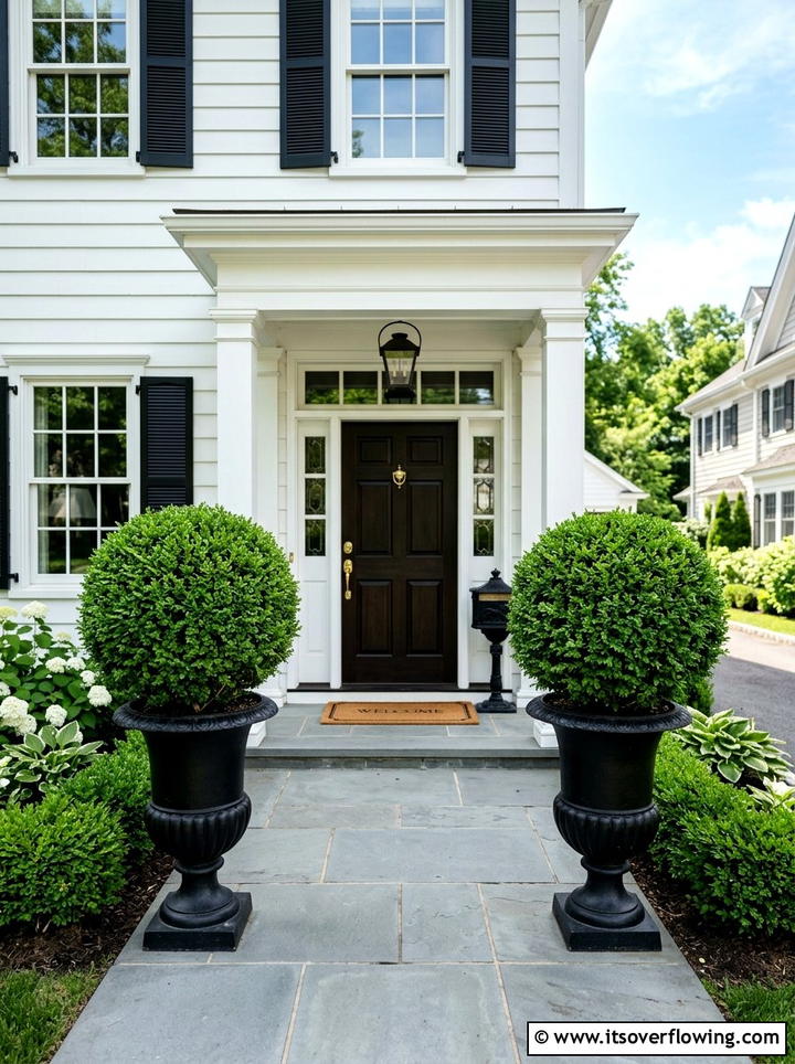 Boxwood Topiary Plants - 25 front porch ideas for townhouses