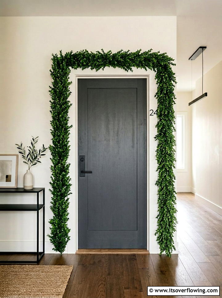 Boxwood garland entryway - 25 front porch ideas with door garland