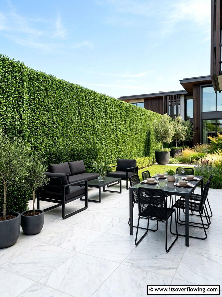 Boxwood hedge panels - 25 backyard decorating ideas with fence decor