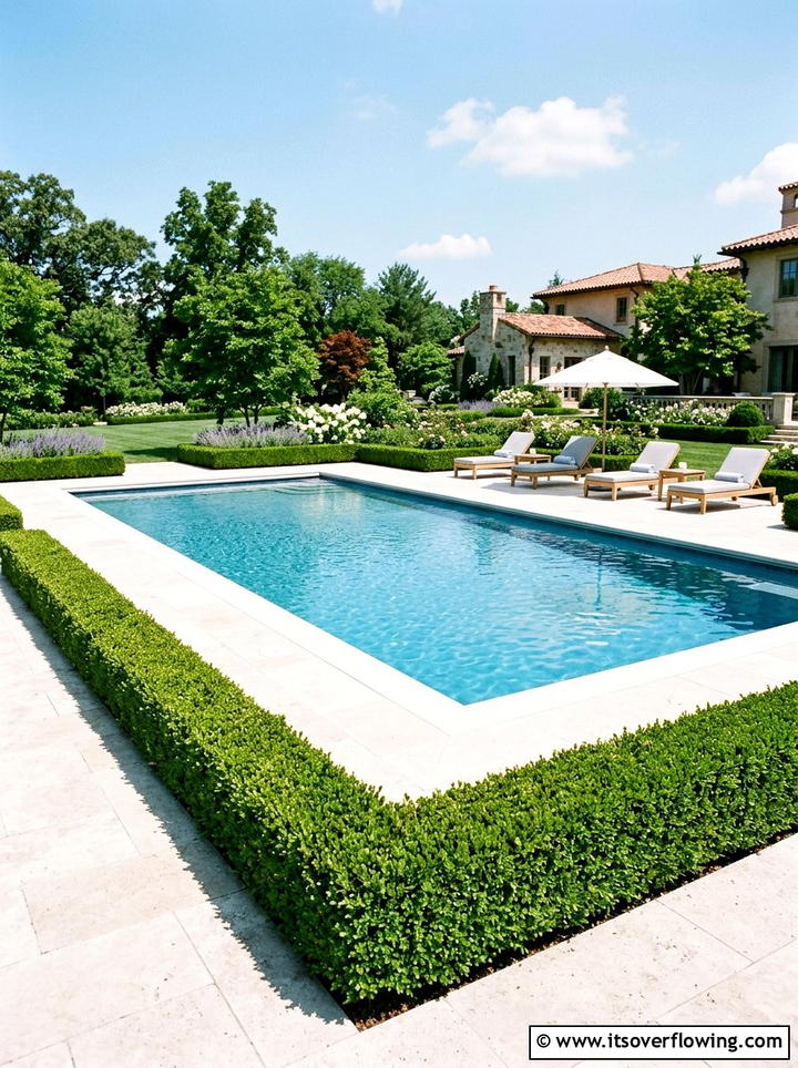 Boxwood hedge pool border - 25 garden design ideas for pool areas