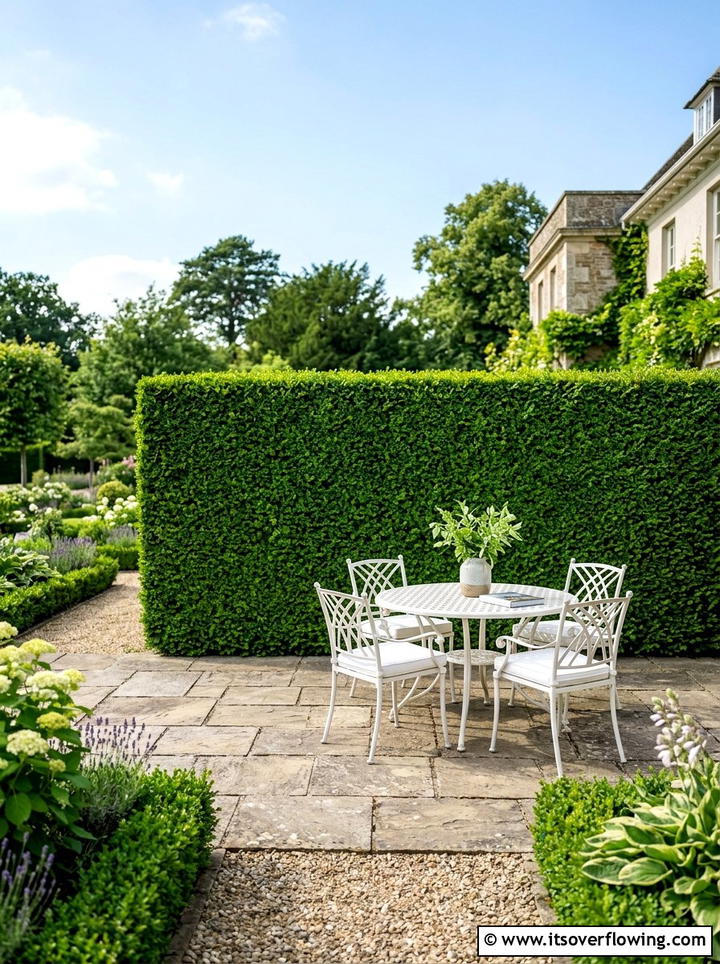 Boxwood hedge wall - 25 backyard ideas with privacy screens