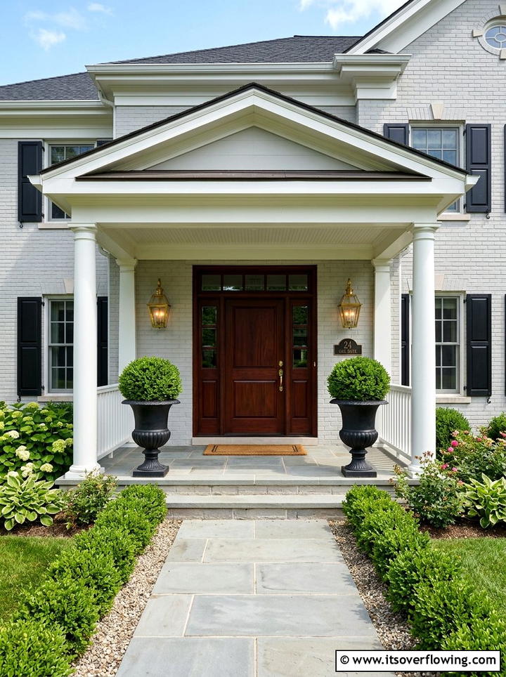 Boxwood porch topiary - 25 front porch decor ideas with planters