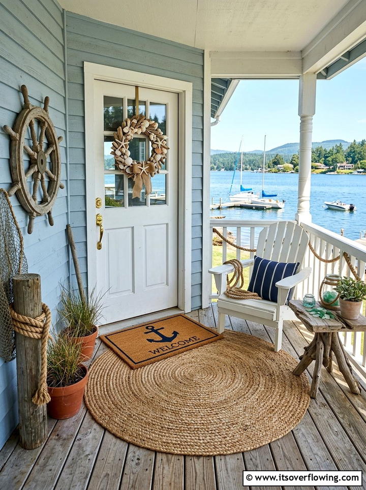Braided Rope Outdoor Rug - 25 front porch ideas with layered doormats