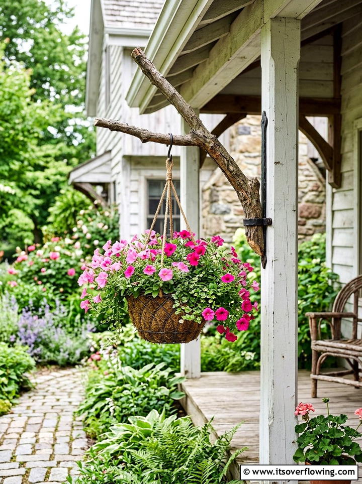 Branch Hanging Bracket - 25 recycled garden ideas with branch cuttings