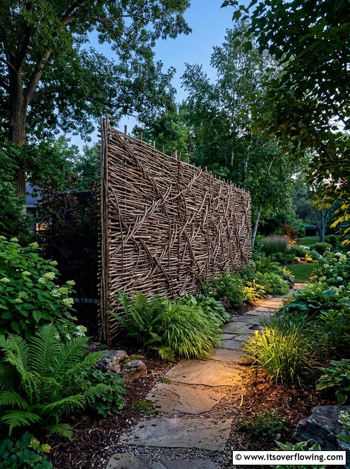 Branch Privacy Screen - 25 recycled garden ideas with branch cuttings