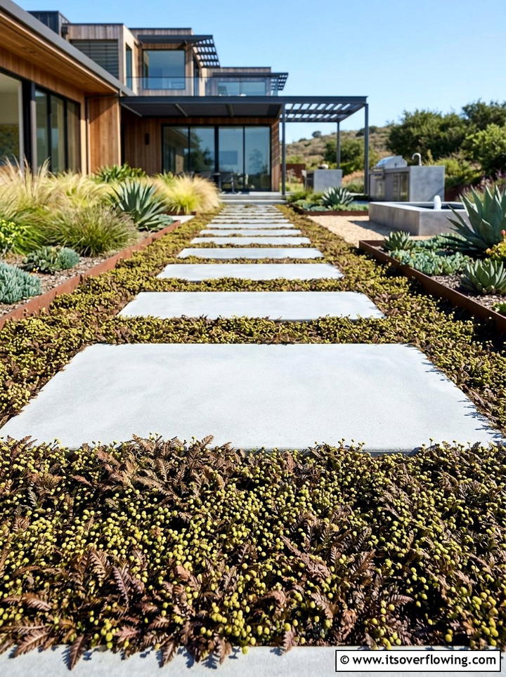 Brass Buttons Path - 25 backyard ideas with ground cover plants