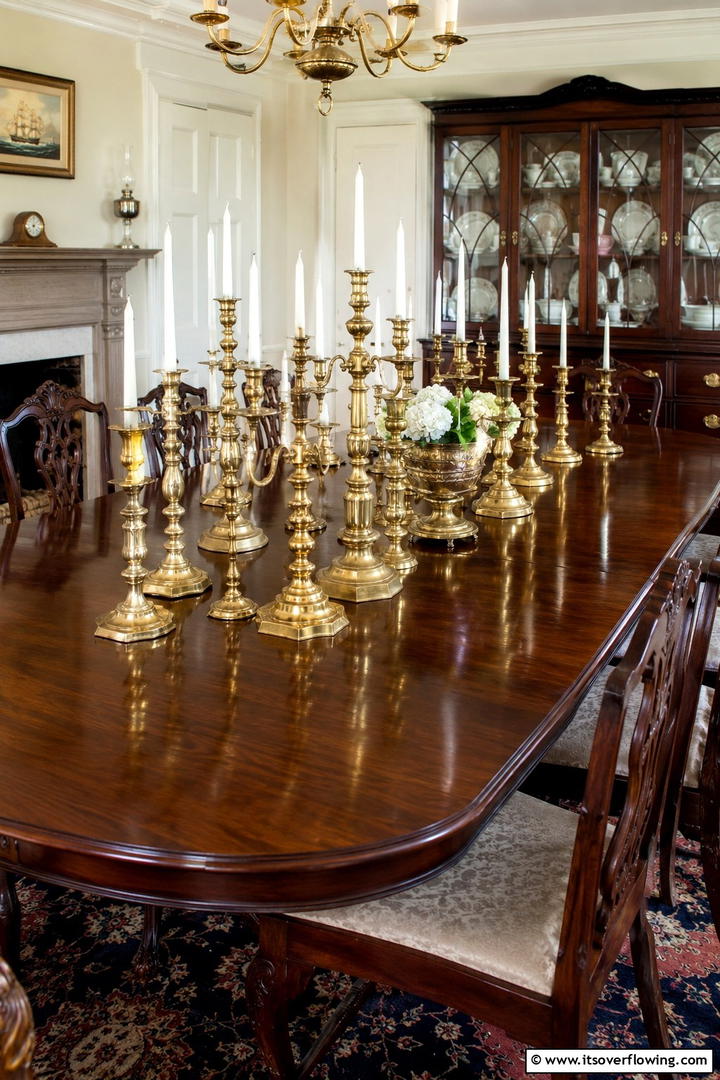 Brass Candle Holder Collections - 50 Fall Table Decor Ideas Roundup- Seasonal Styling