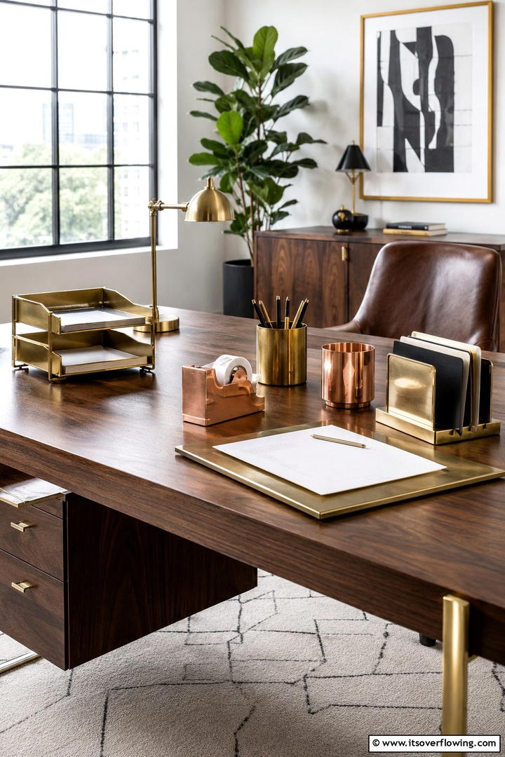 Brass and Copper Office Decor - 50 Fall Office Decor Ideas for A Sleek, Calm Workspace
