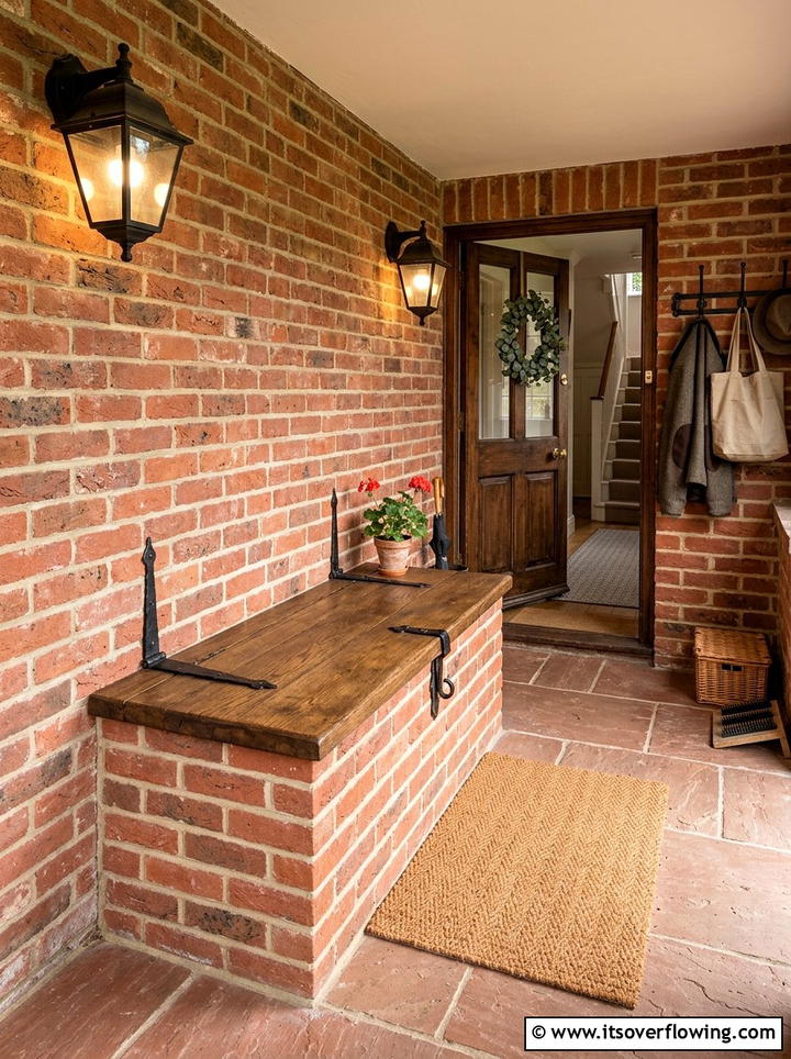 Brick Entryway Storage - 25 front porch ideas with package drop zone