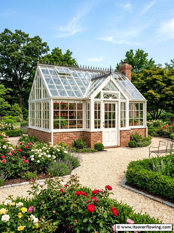 Brick Foundation Greenhouse - 25 backyard ideas with greenhouse